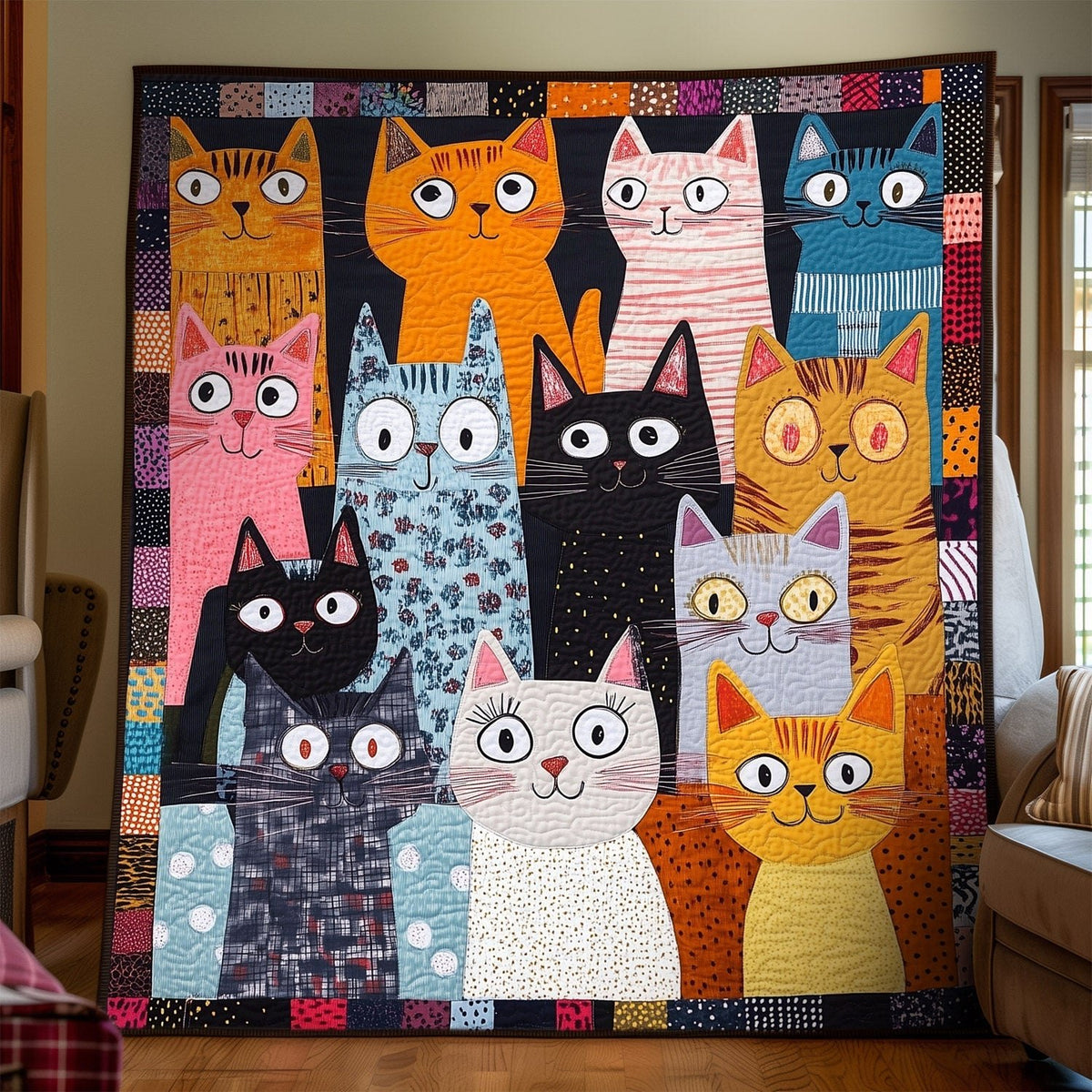 Whisker Whimsy Quilted Blanket printed blanket