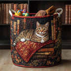 Whiskered Wonders Quilted Laundry Hamper printed laundry hamper