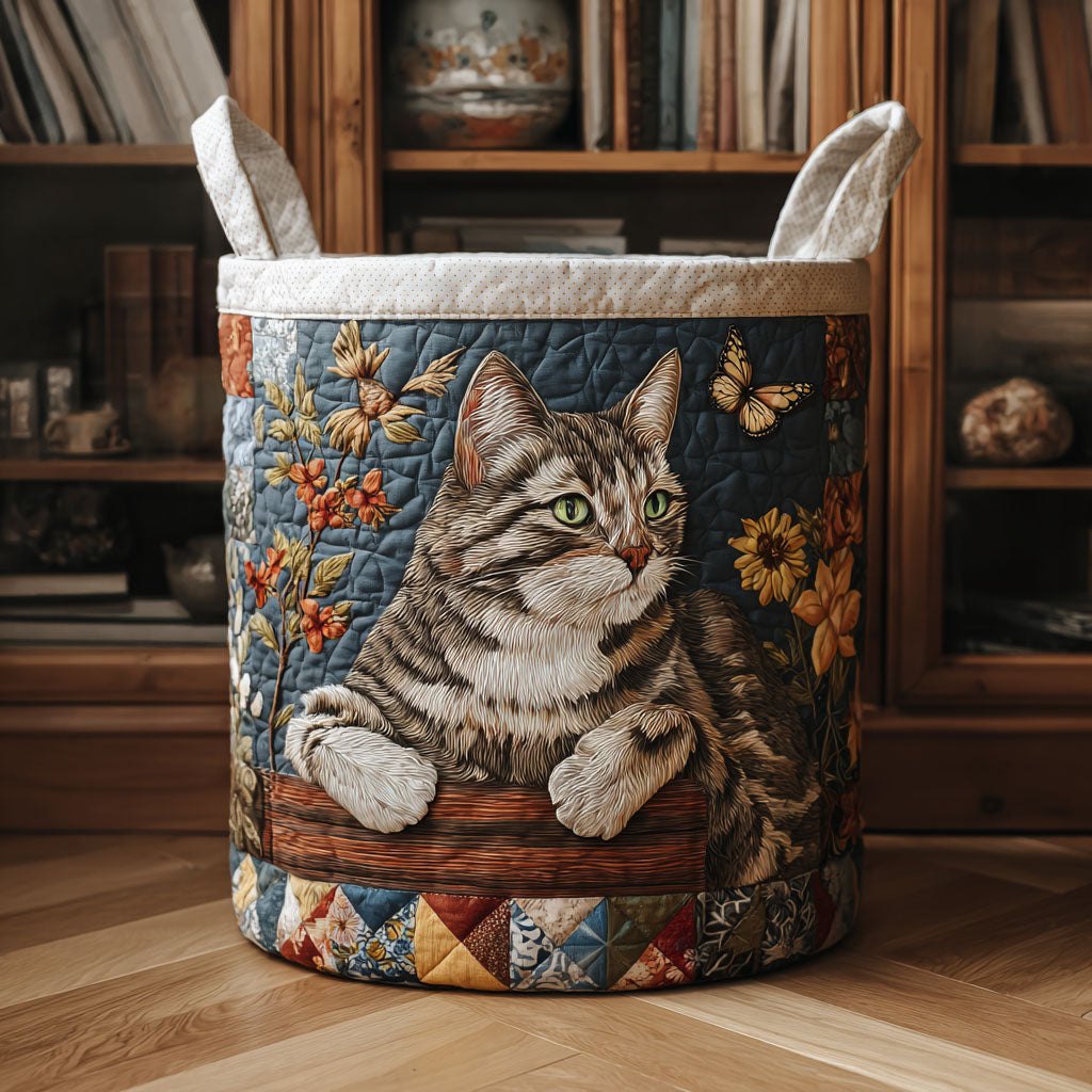 Whiskers in Bloom Quilted Laundry Hamper printed laundry hamper