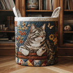 Whiskers in Bloom Quilted Laundry Hamper printed laundry hamper