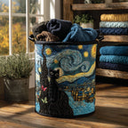 Whiskers in the Wind Quilted Laundry Hamper printed laundry hamper