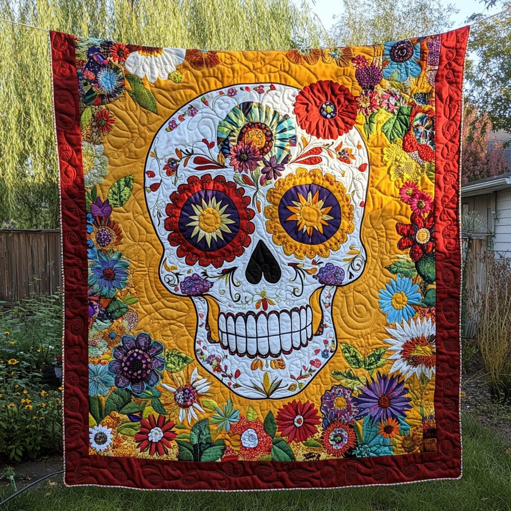 Whispering Skulls Quilted Blanket printed blanket