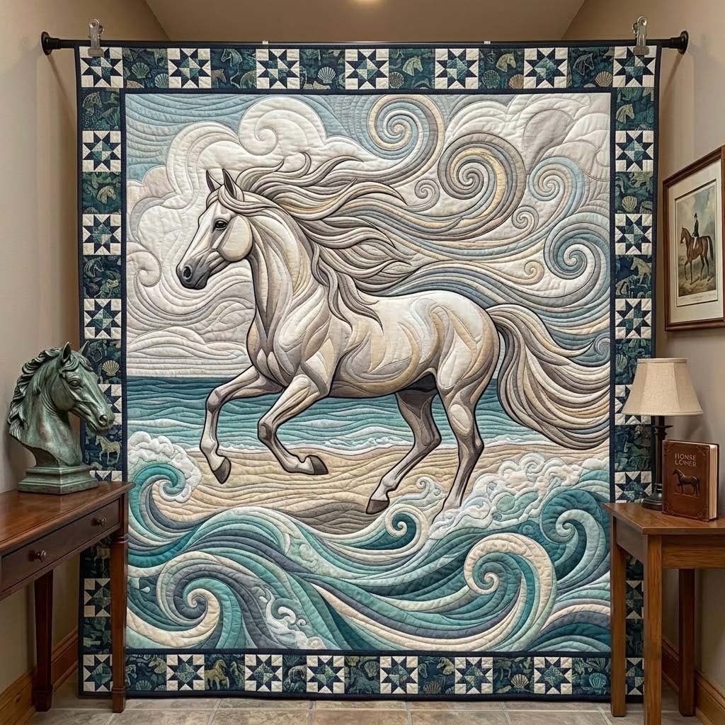White Horse Flowing Mane printed blanket