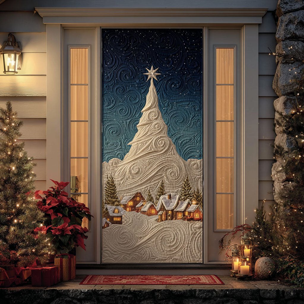 White Peak Village Quilted Door Curtain printed door curtain