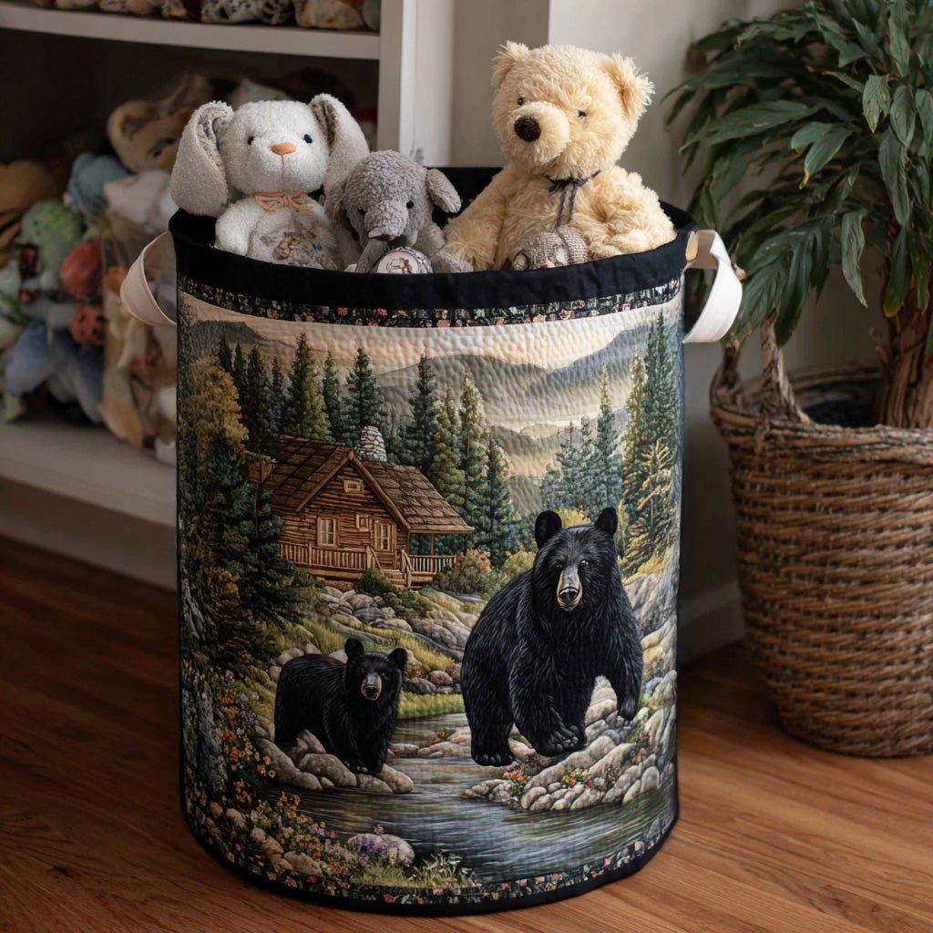 Wild Bear Quilted Laundry Hamper printed laundry hamper
