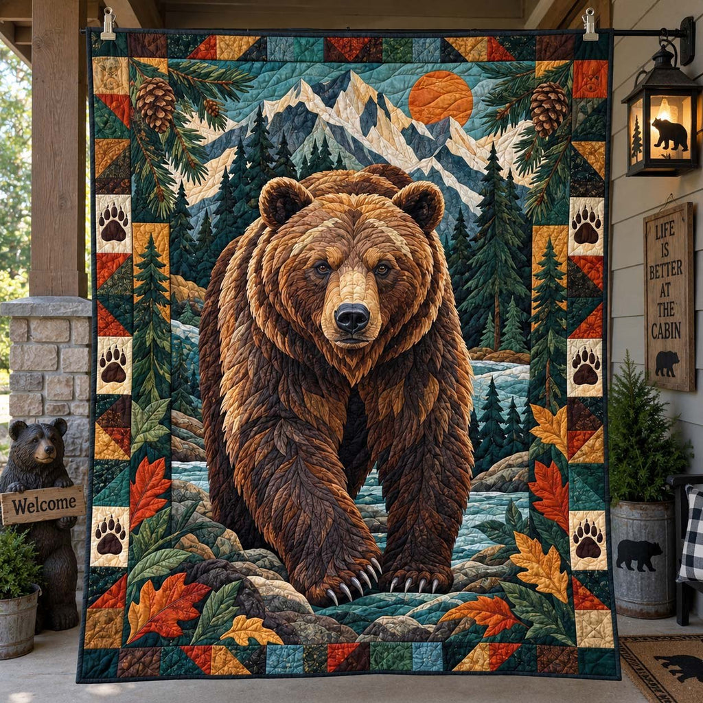 Wild Mountain Bears Quilted Blanket printed blanket