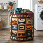 Wild Peaks Quilted Laundry Hamper printed laundry hamper
