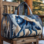 Wild Wolf Quilted Duffle Bag printed duffle bag