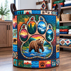 Wilderness Bear Quilted Laundry Hamper printed laundry hamper