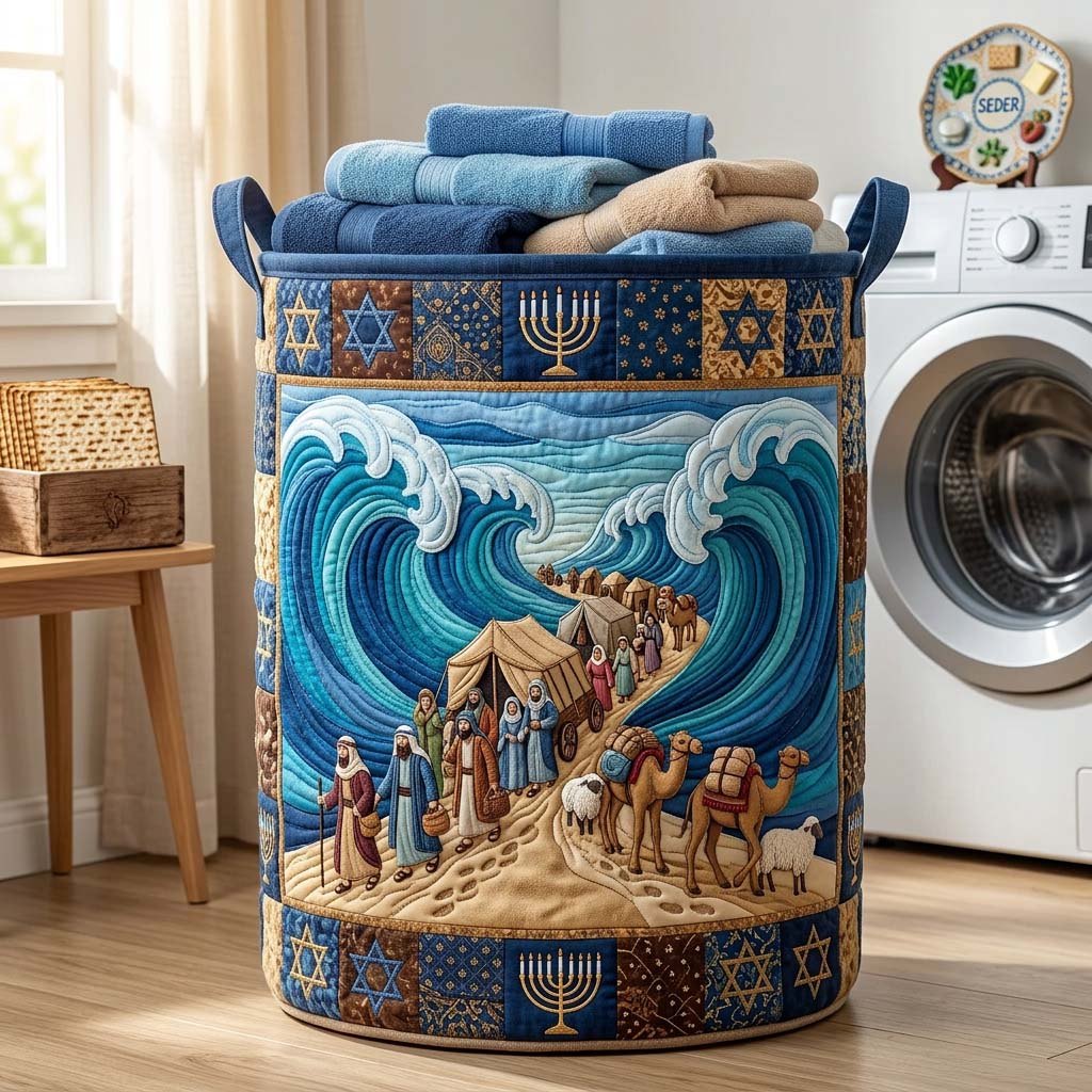 Wilderness Caravan Quilted Laundry Hamper printed laundry hamper