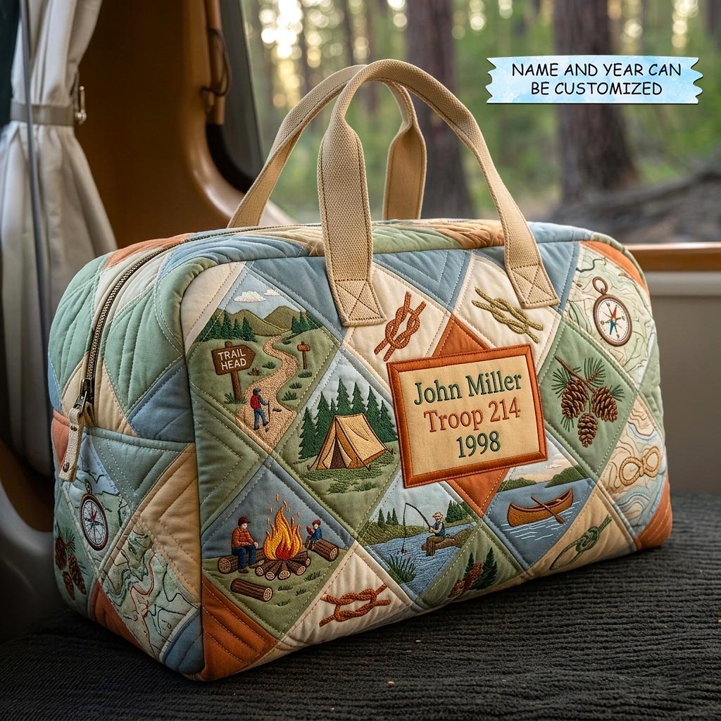 Wilderness Crew Quilted Duffle Bag printed duffle bag