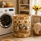 Wildflower Cats Quilted Laundry Hamper printed laundry hamper