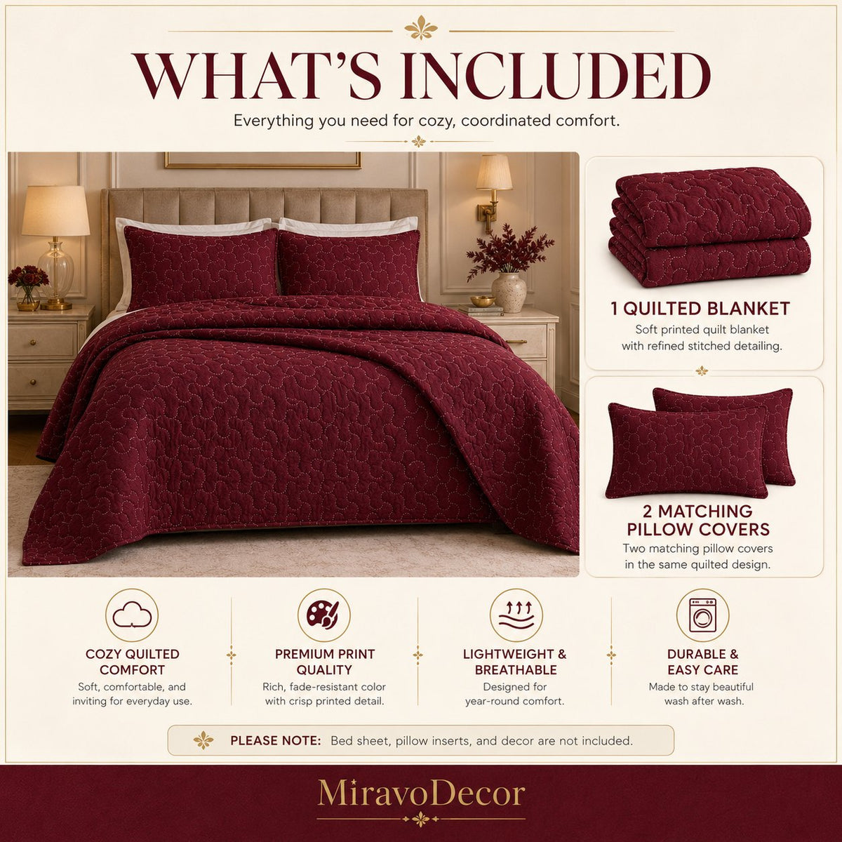 Wildflower Quilt 3-Piece Quilted Bedding Set - Design 2