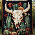 Wildflower Skull Quilted Blanket printed blanket