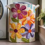 Wildflower Waltz Quilted Laundry Hamper printed laundry hamper