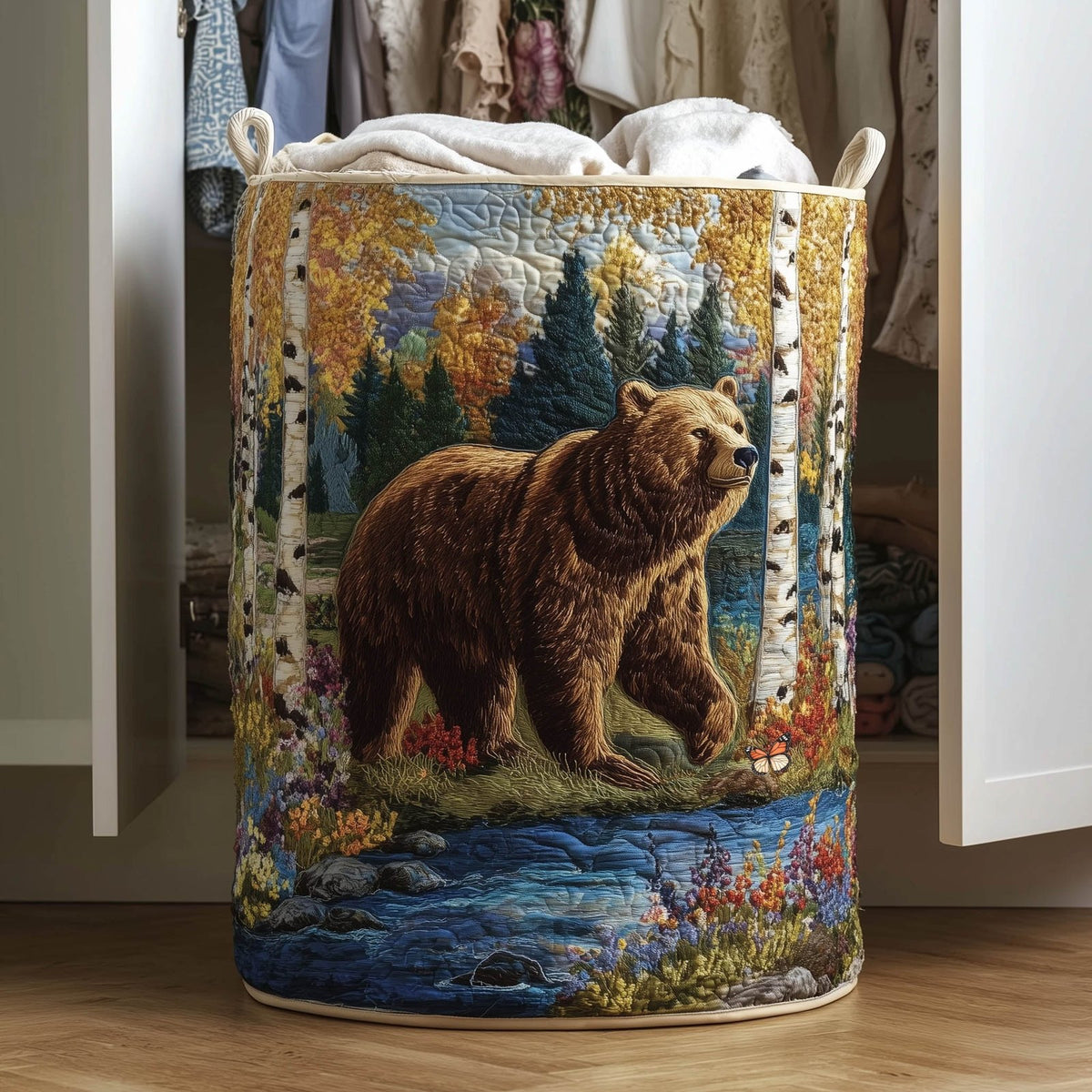 Wildlife Walk Quilted Laundry Hamper printed laundry hamper