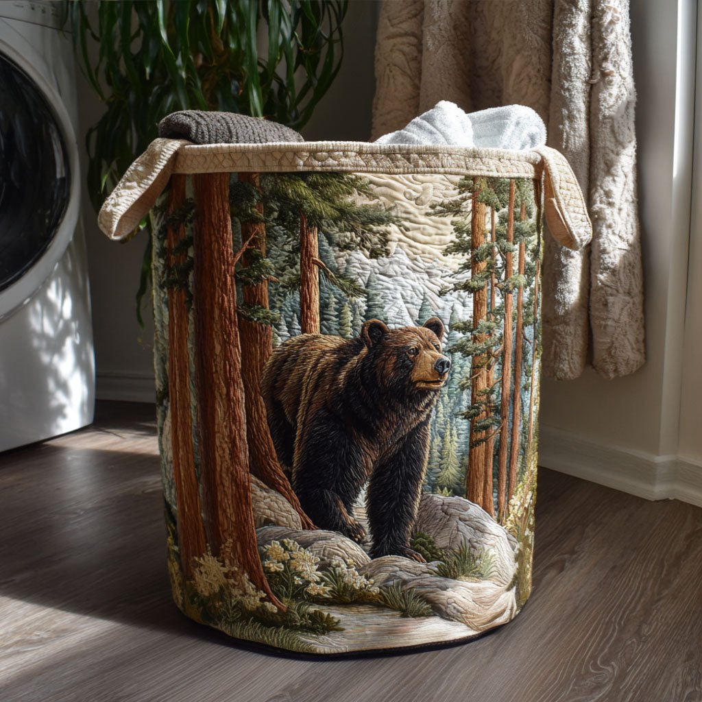 Wildwood Brown Quilted Laundry Hamper printed laundry hamper