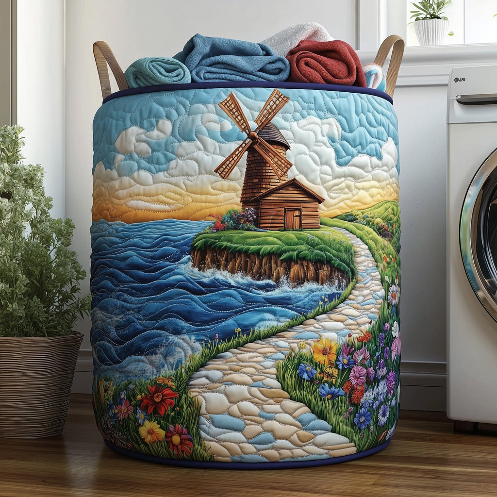 Windmill Dreams Quilted Laundry Hamper printed laundry hamper
