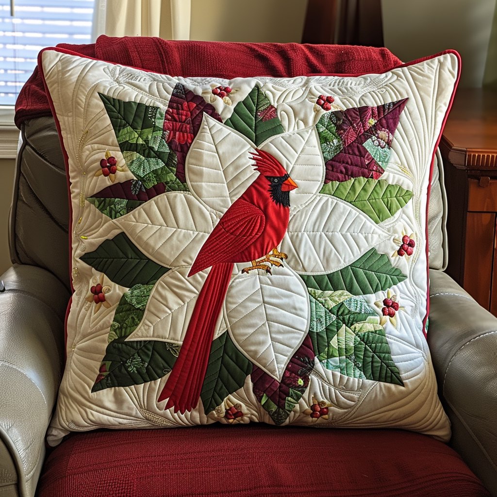 Winged Ruby Quilted Cushion Cover printed cushion cover