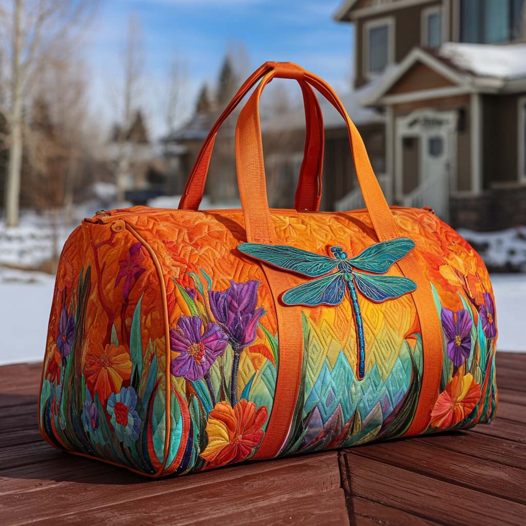 Wings and Wildflowers Quilted Duffle Bag printed quilted duffle bag