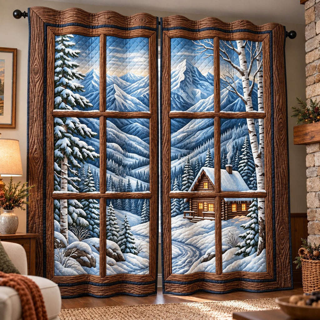 Winter Cabin Quilted Door Curtain printed door curtain