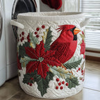 Winter Cardinal Quilted Laundry Hamper printed laundry hamper