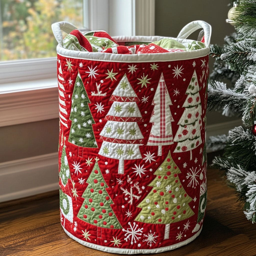 Winter Charm Quilted Laundry Hamper printed laundry hamper