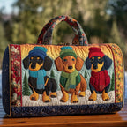 Winter Dachshund Quilt Duffle Bag printed duffle bag