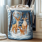 Winter Deer Quilted Laundry Hamper printed laundry hamper