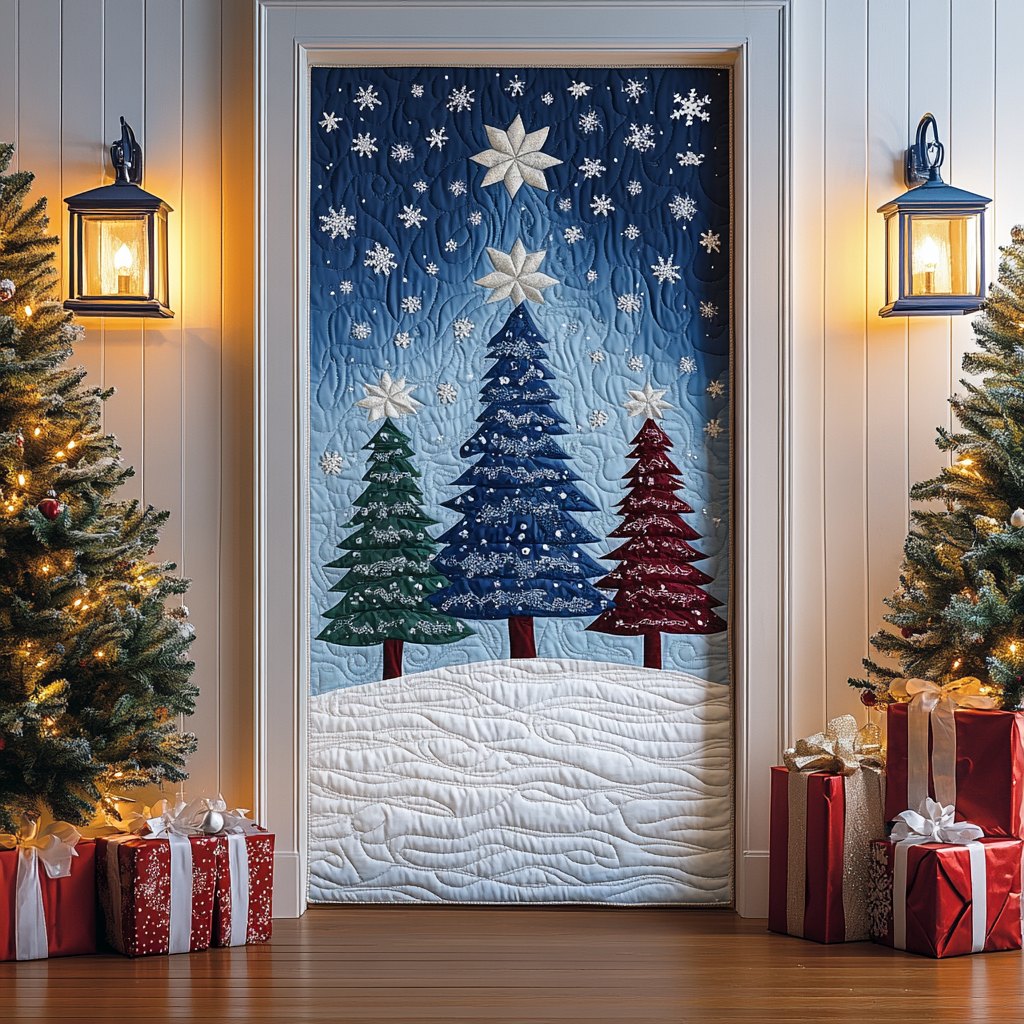 Winter Glow Quilted Door Curtain printed door curtain