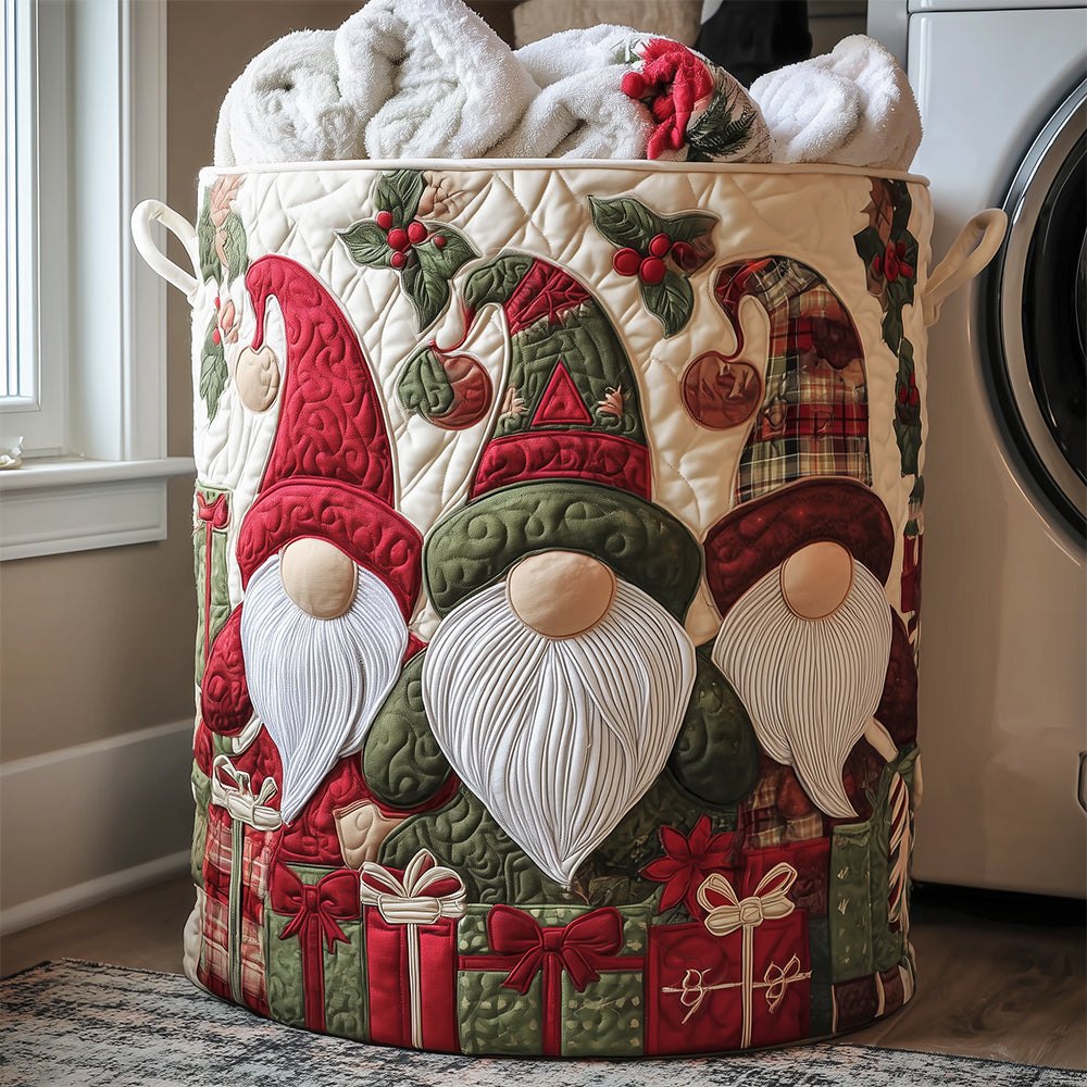 Winter Gnome Quilted Laundry Hamper printed laundry hamper