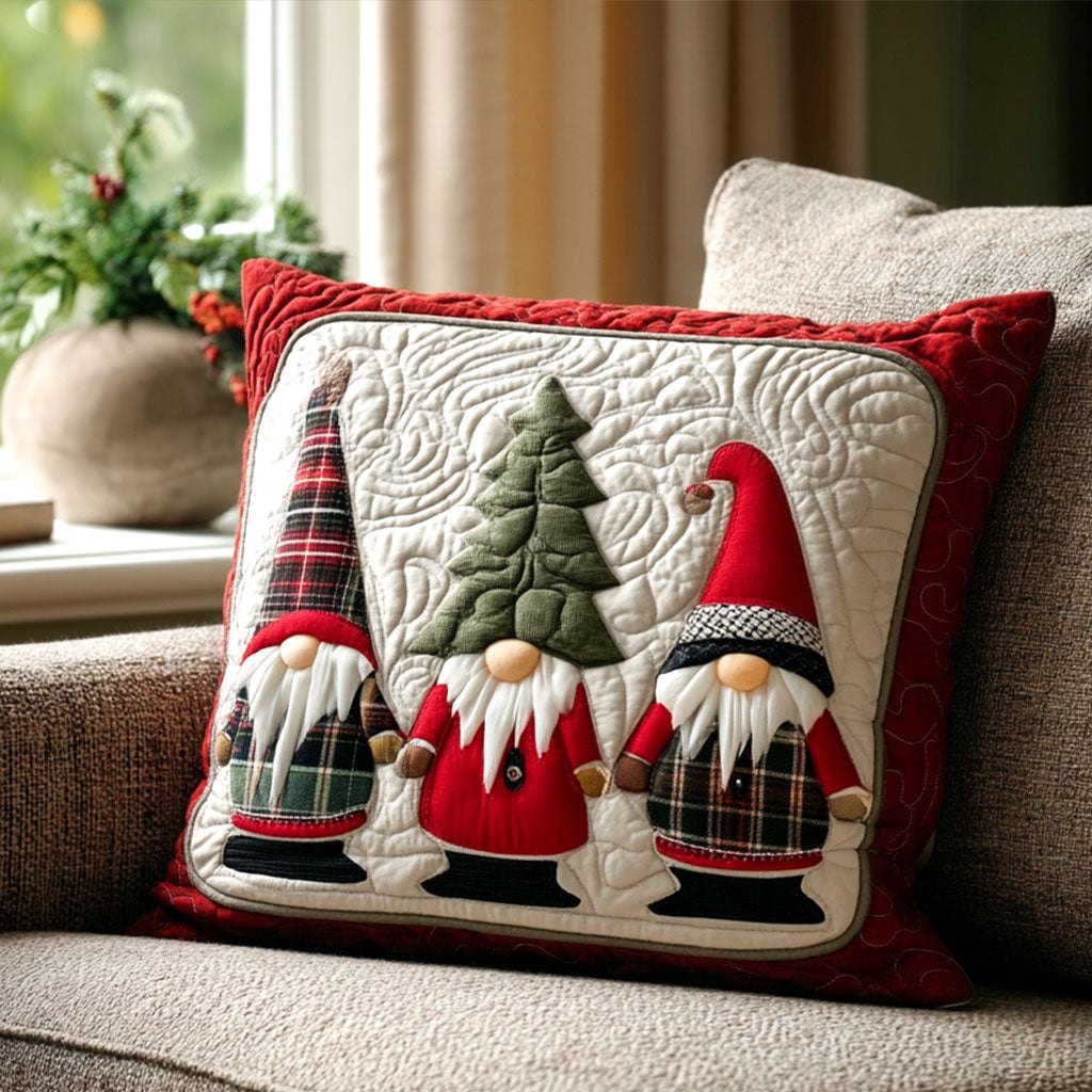 Winter Gnomes Quilted Cushion Cover printed cushion cover