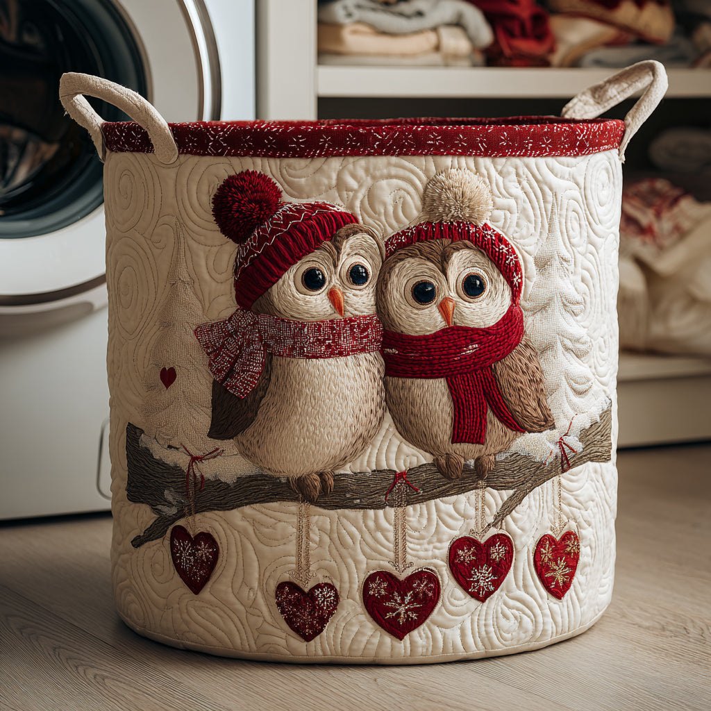 Winter Hug Owls Laundry Hamper printed laundry hamper