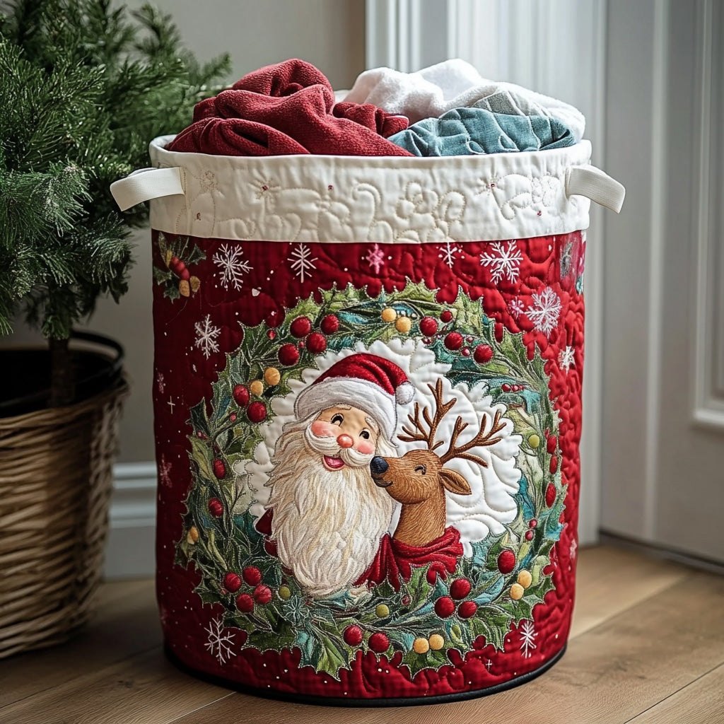 Winter Hug Quilted Laundry Hamper printed laundry hamper