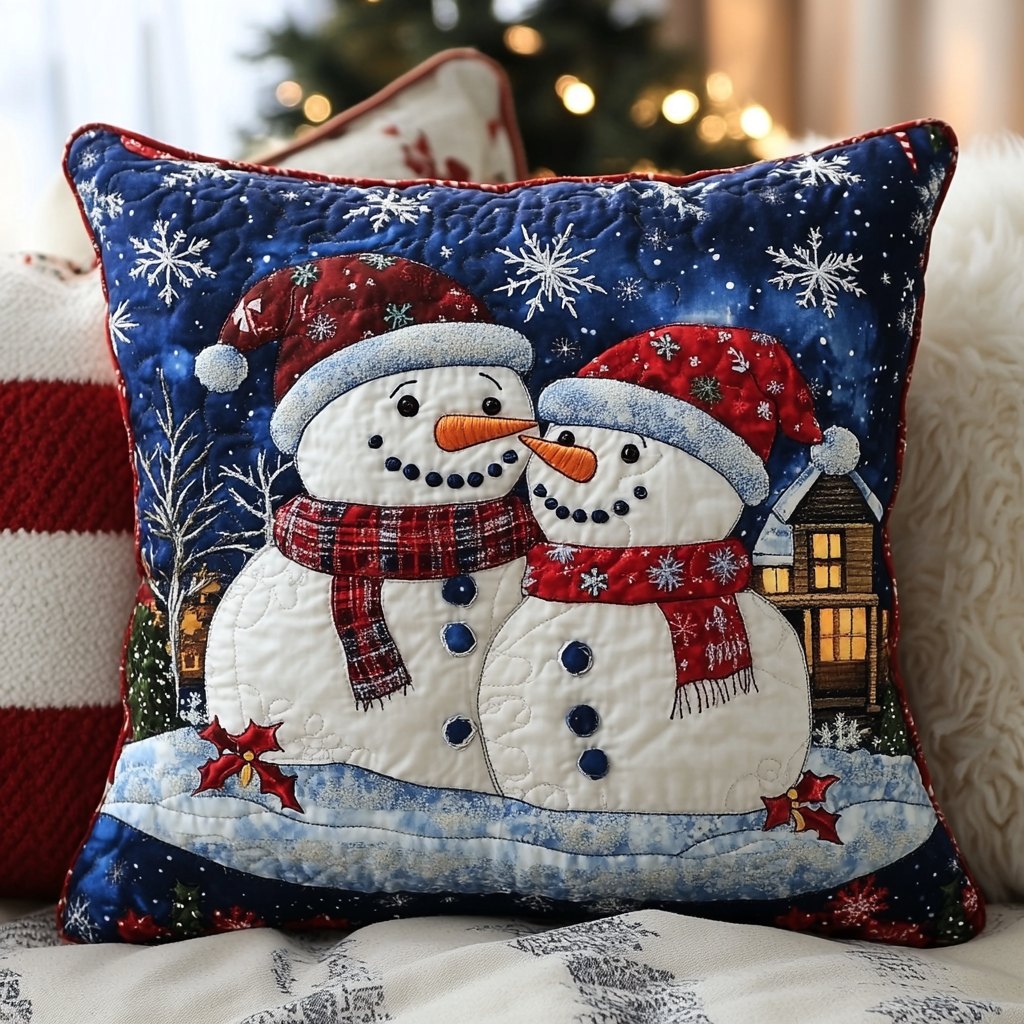 Winter Joy Quilted Cushion Cover printed cushion cover