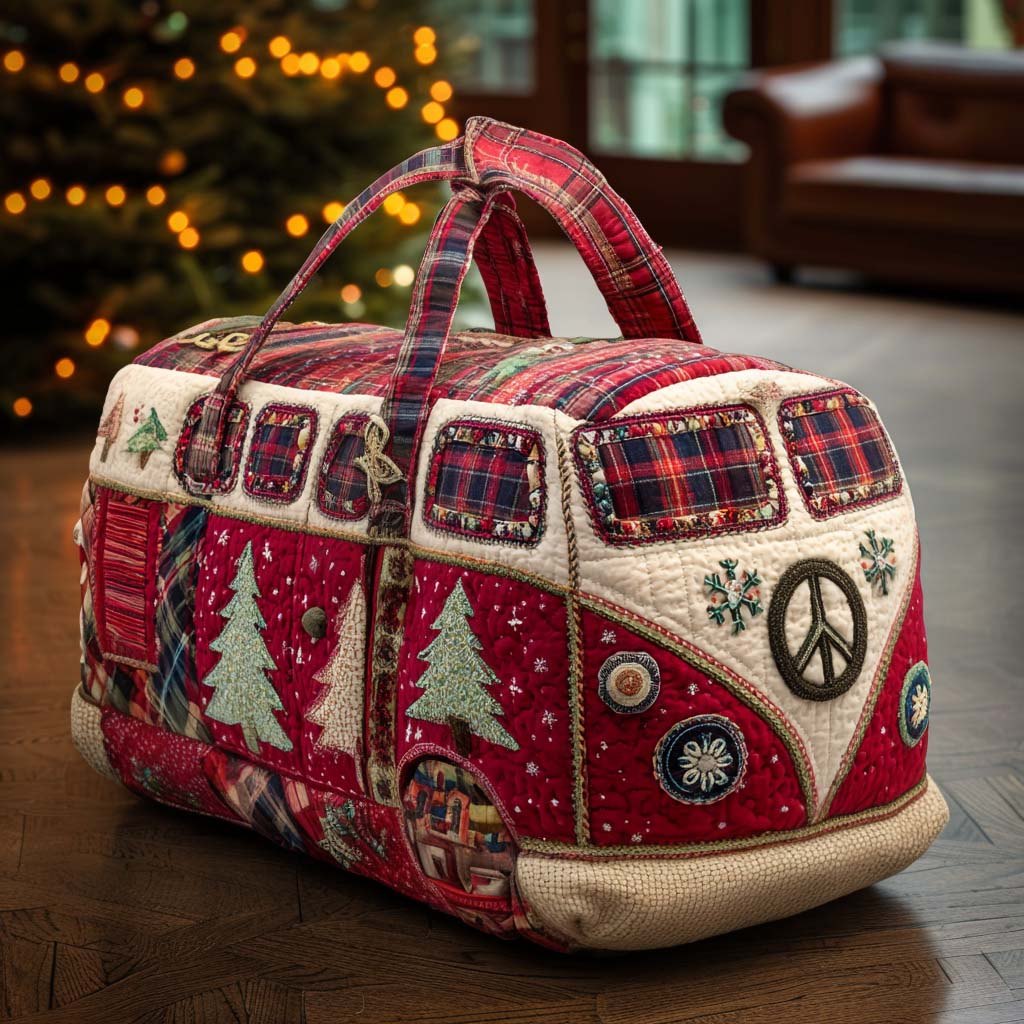Winter Peace Van Quilted Duffle Bag printed quilted duffle bag