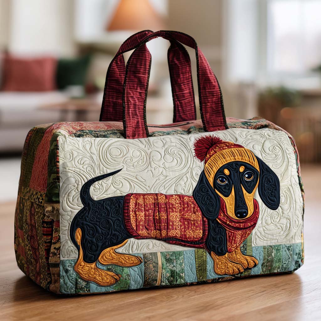 Winter Pup Quilted Duffle Bag printed duffle bag