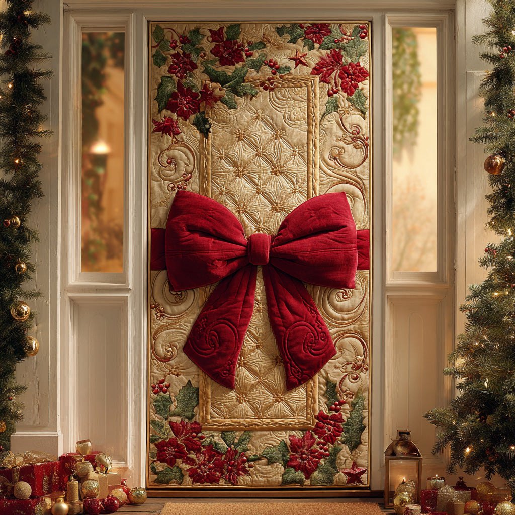 Winter Ribbon Glow Quilted Door Curtain printed door curtain