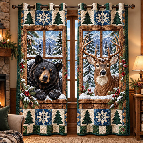 Winter Rustic Window Quilted Door Curtain