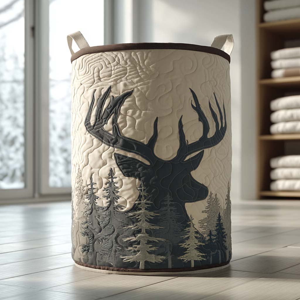 Winter Silhouette Quilted Laundry Hamper printed laundry hamper