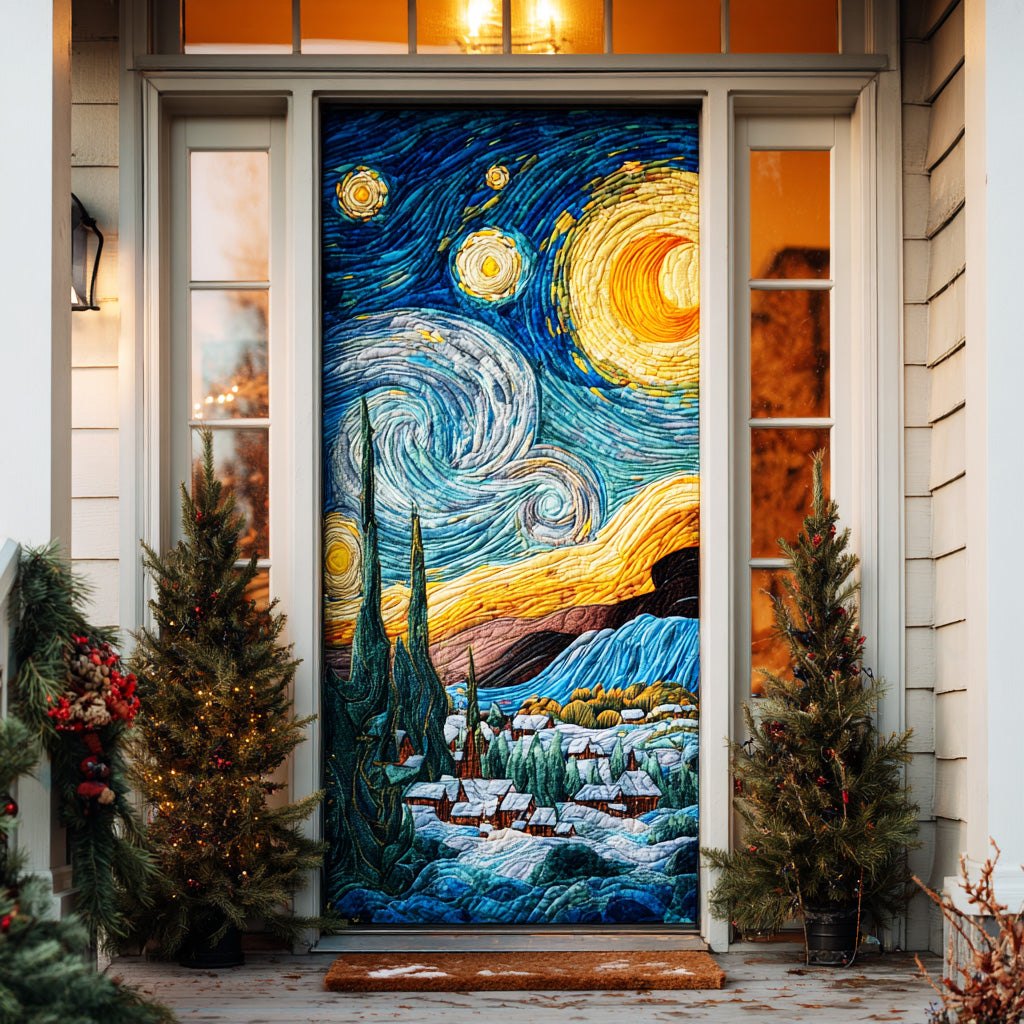Winter Sky Whirl Quilted Door Curtain printed door curtain