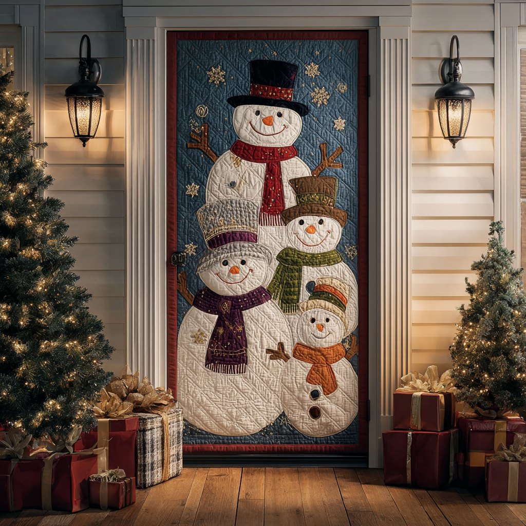 Winter Snowman Quilted Door Curtain printed door curtain