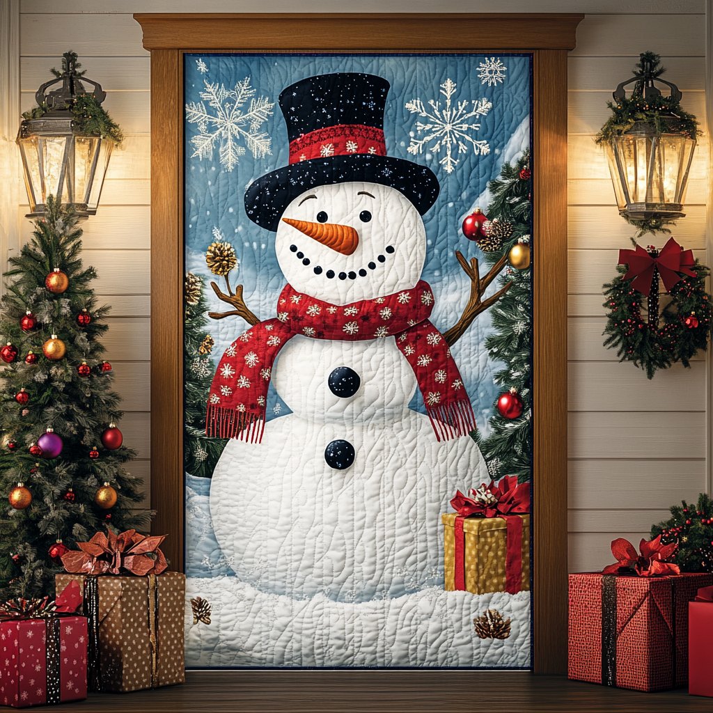Winter Snowman Quilted Door Curtain printed door curtain