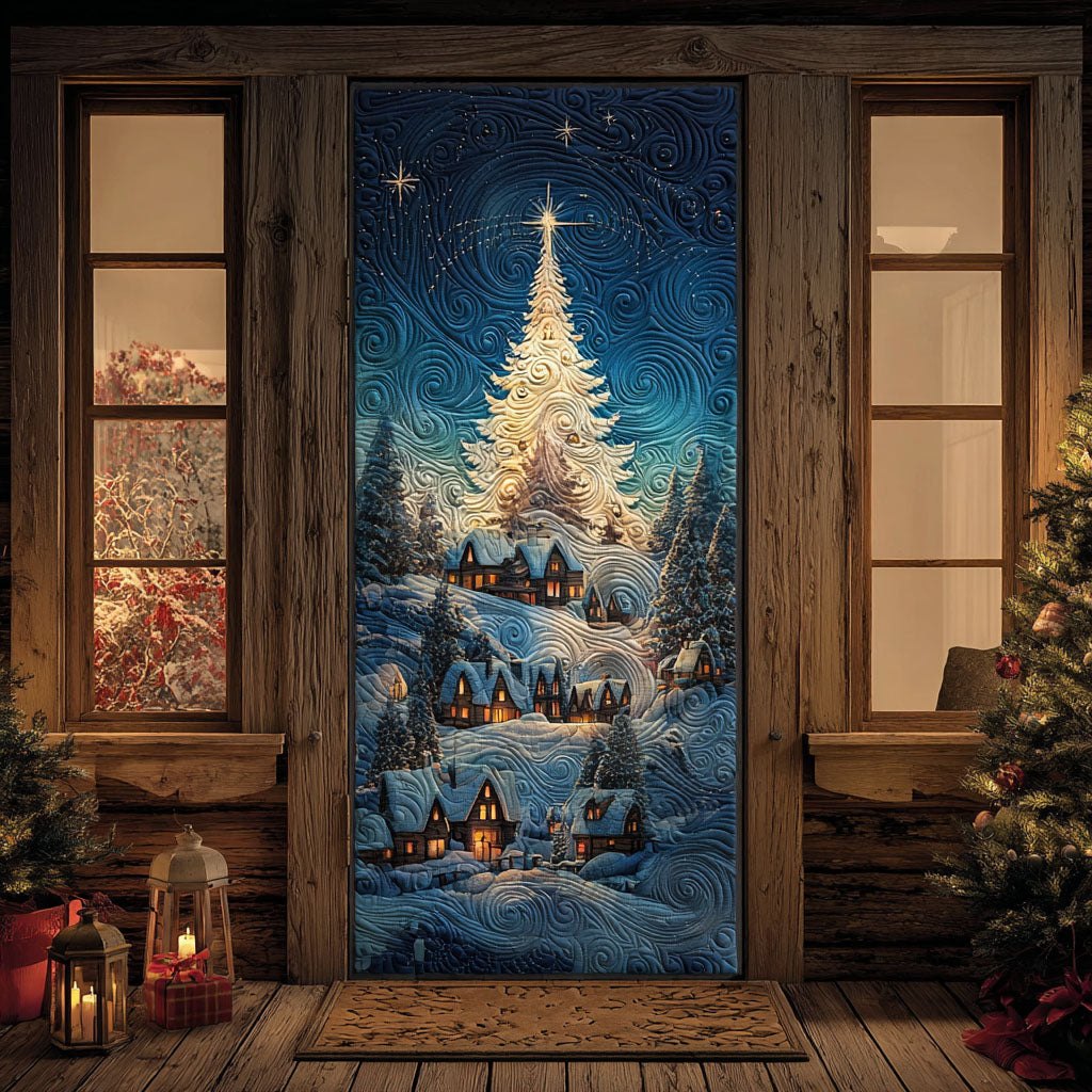 Winter Spiral Tree Quilted Door Curtain printed door curtain