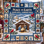 Winter Village Nativity Quilted Blanket printed blanket