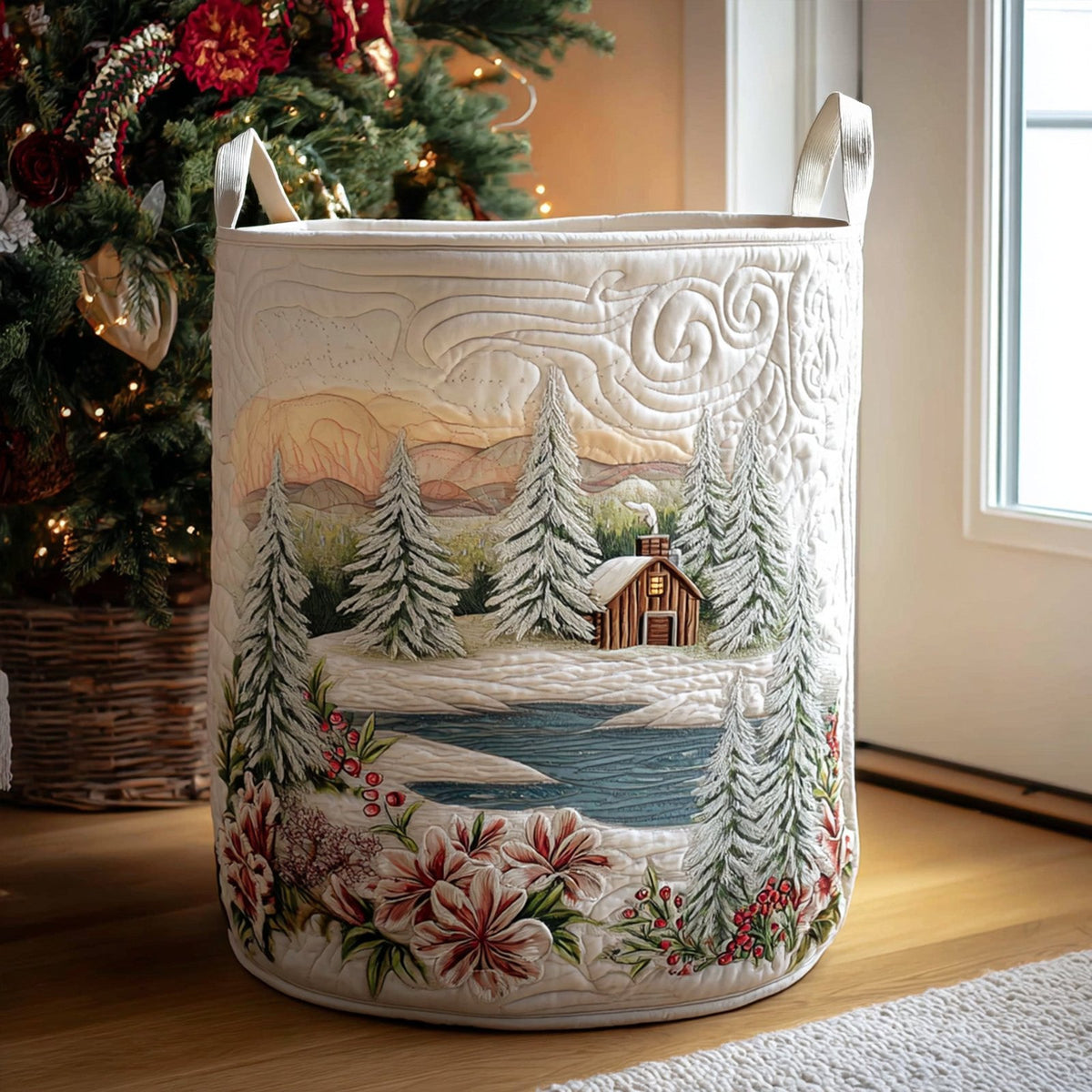 Winterland Quilted Laundry Hamper printed laundry hamper