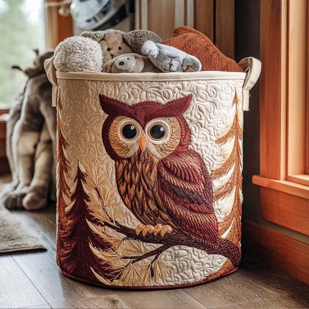 Wise Old Owl Quilted Laundry Hamper printed laundry hamper