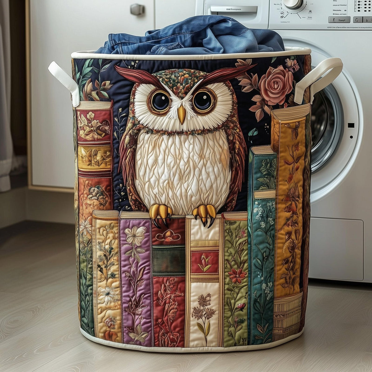 Wise Reader Quilted Laundry Hamper printed laundry hamper