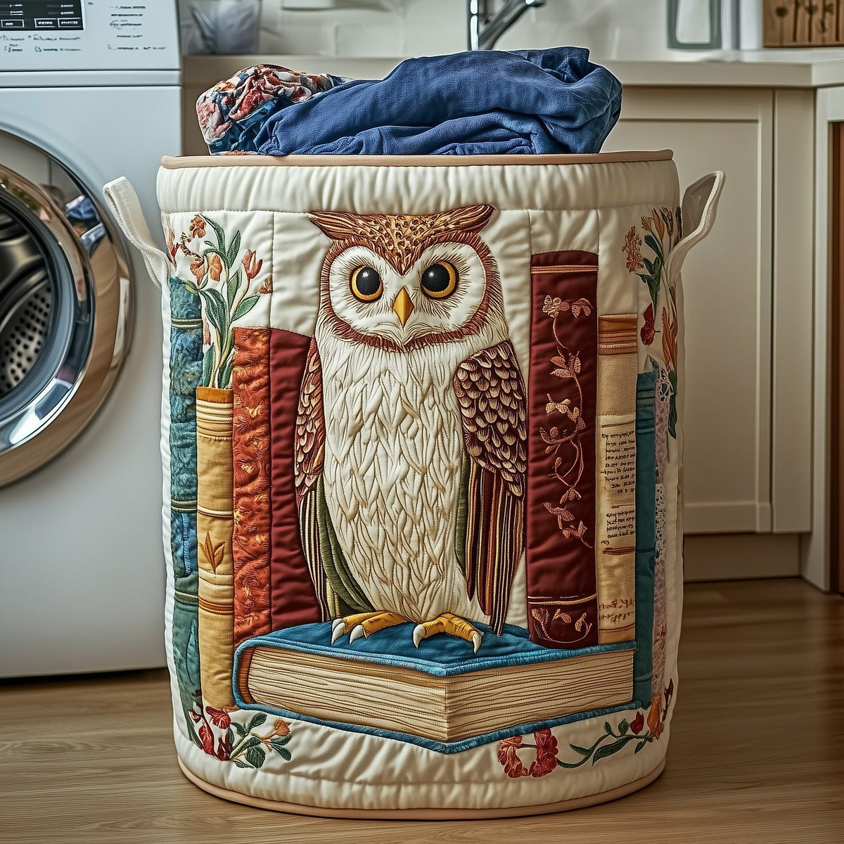 Wise Reader Quilted Laundry Hamper printed laundry hamper