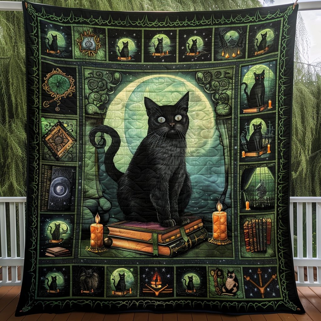 Witch Black Cats Quilted Blanket printed blanket